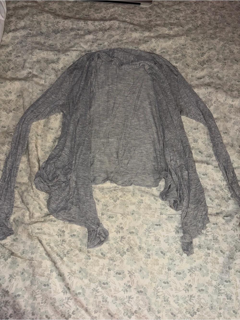 Active Basic Heather Gray Open Front Draped Cardigan